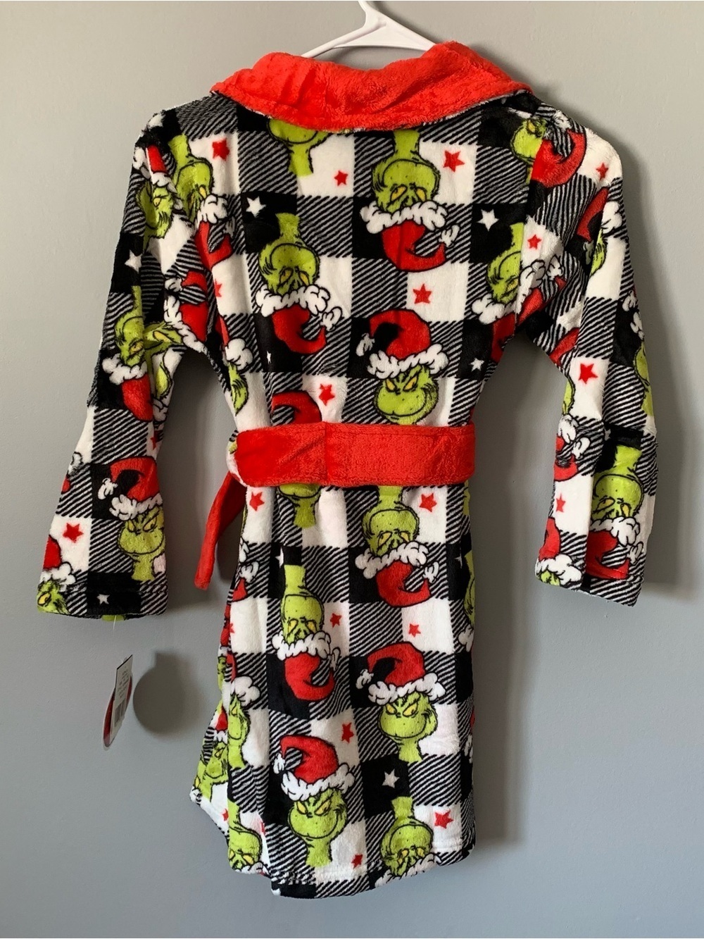 NWT. DR. SEUSS Grinch Pattern Plush Robe - Picture 5 of 5